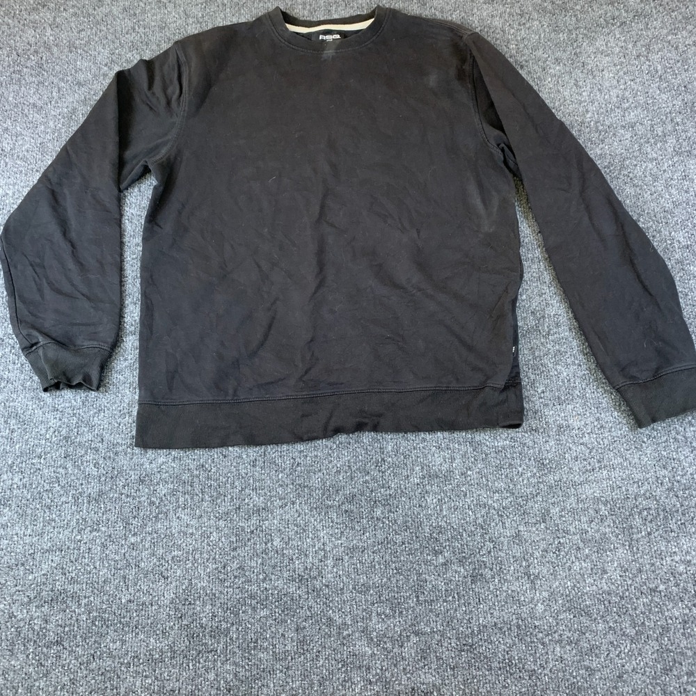 RSQ Sweatshirt Mens Small Black Good Fleece Lined Cotton Stretch Crew MRC003